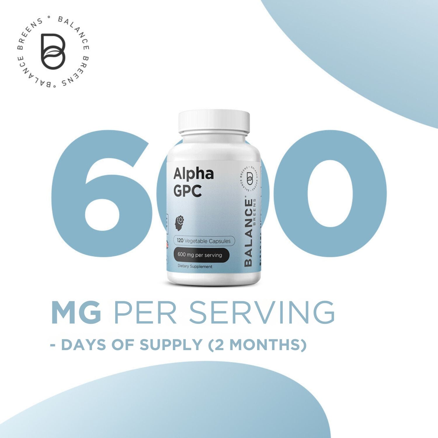 Alpha GPC Choline, 600mg per serving, 120 Veggie Capsules