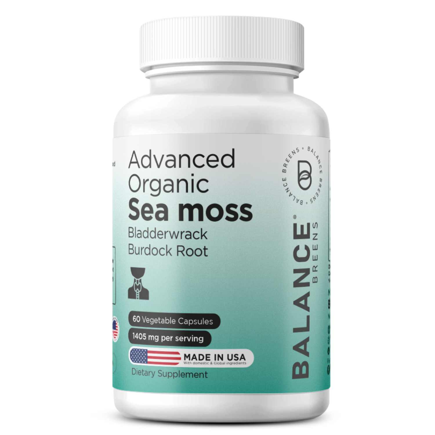 Organic Irish Sea Moss, Bladderwrack, Burdock Root, 60 Capsules