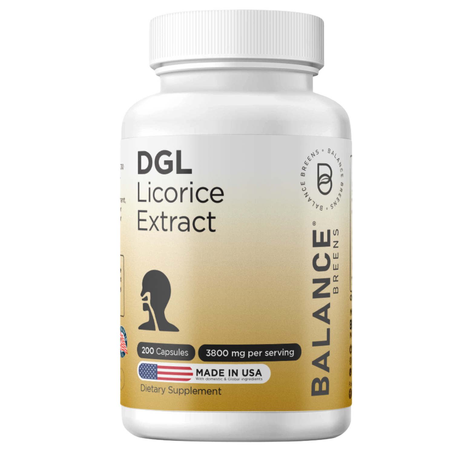 DGL Licorice Extract 3800mg per serving, 200 Capsules