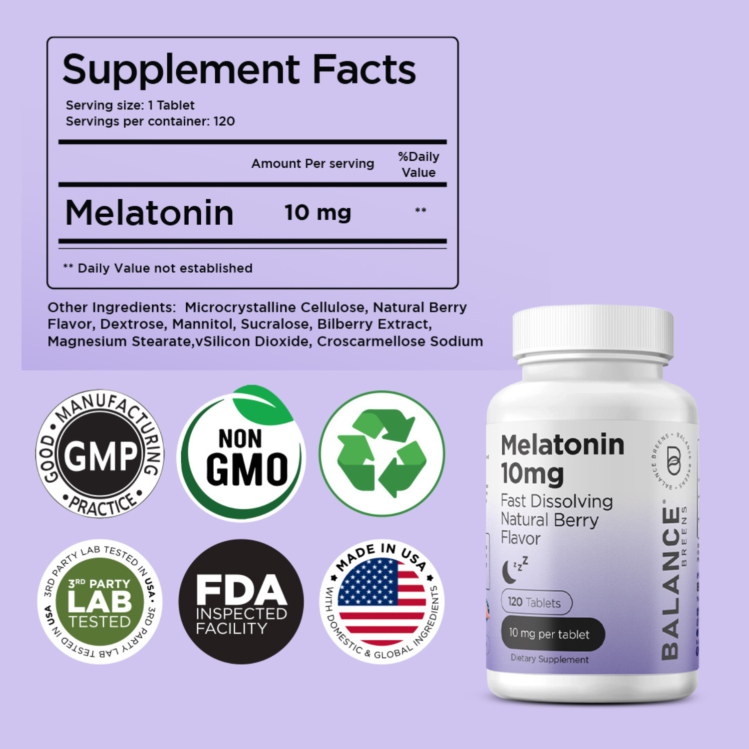 Melatonin 10mg, 120 Tablets