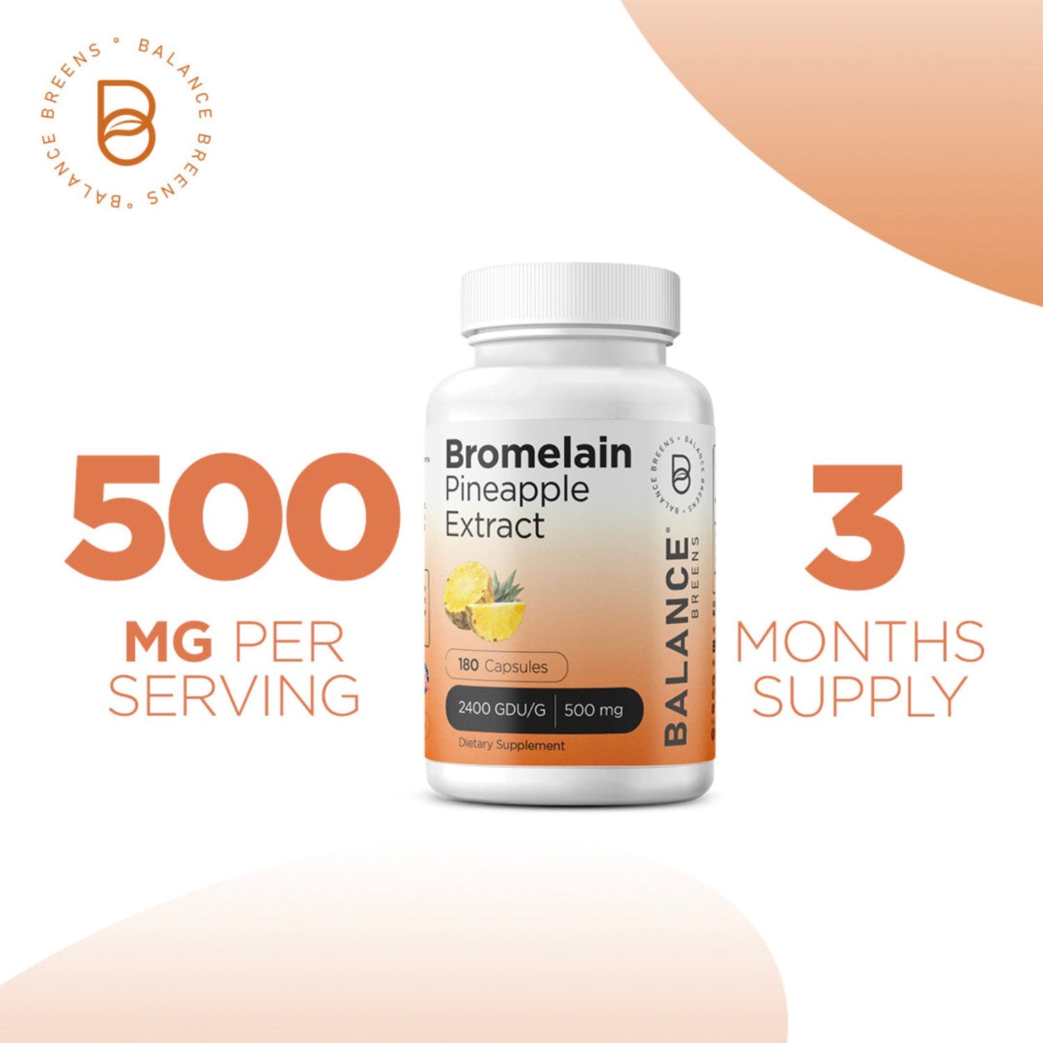 Bromelain 500mg, 180 Capsules