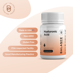 Pure Hyaluronic Acid Supplements 250mg with Vitamin C 50mg - 120 Vegan Capsules