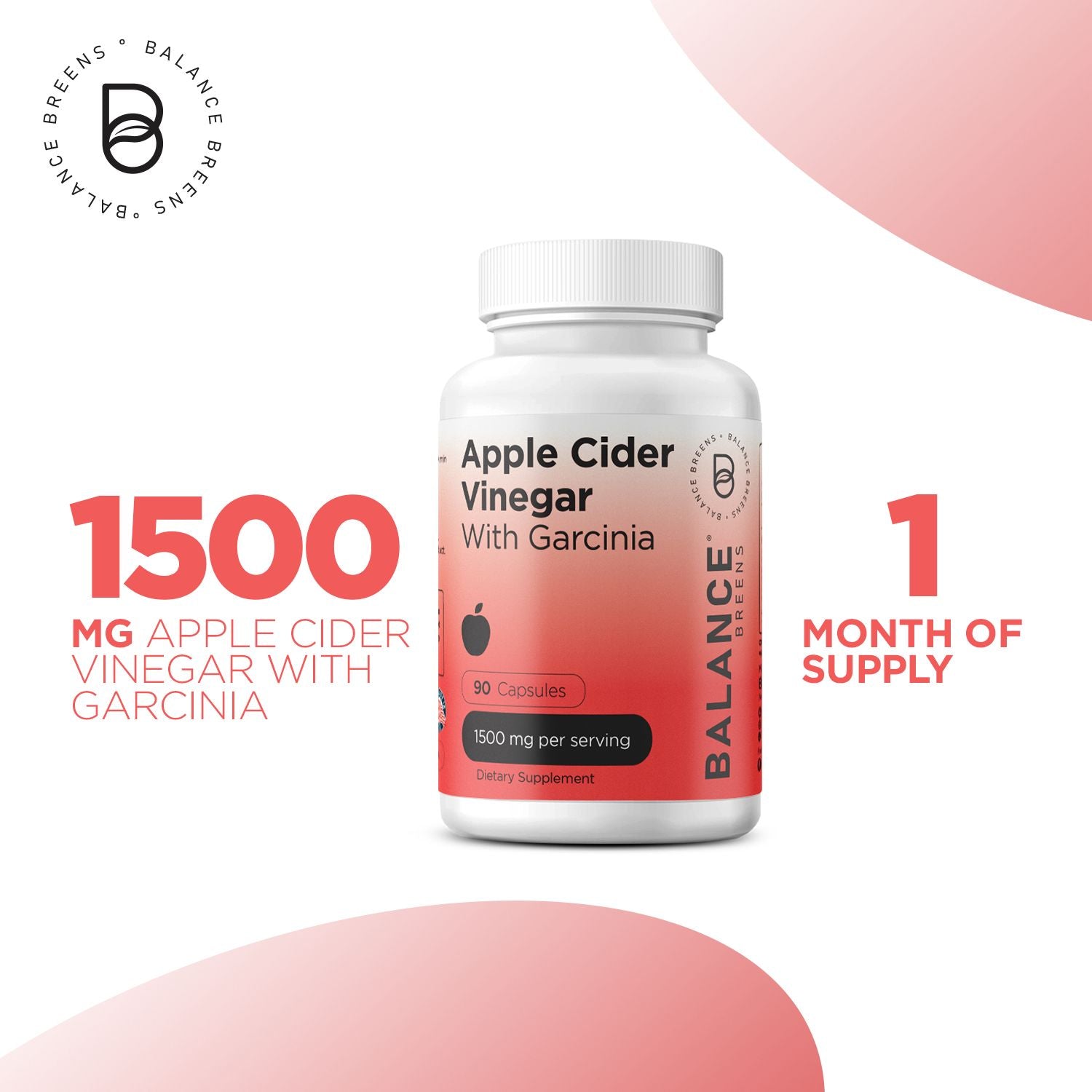 Apple Cider Vinegar with Garcinia, 1500mg per serving, 90 Capsules