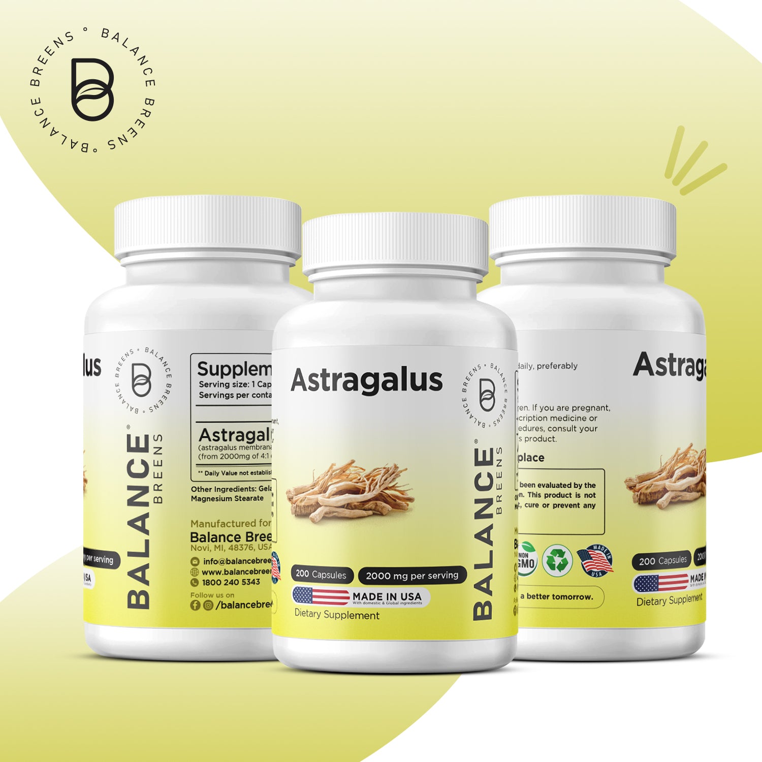 Astragalus, 2000mg per serving, 200 Capsules