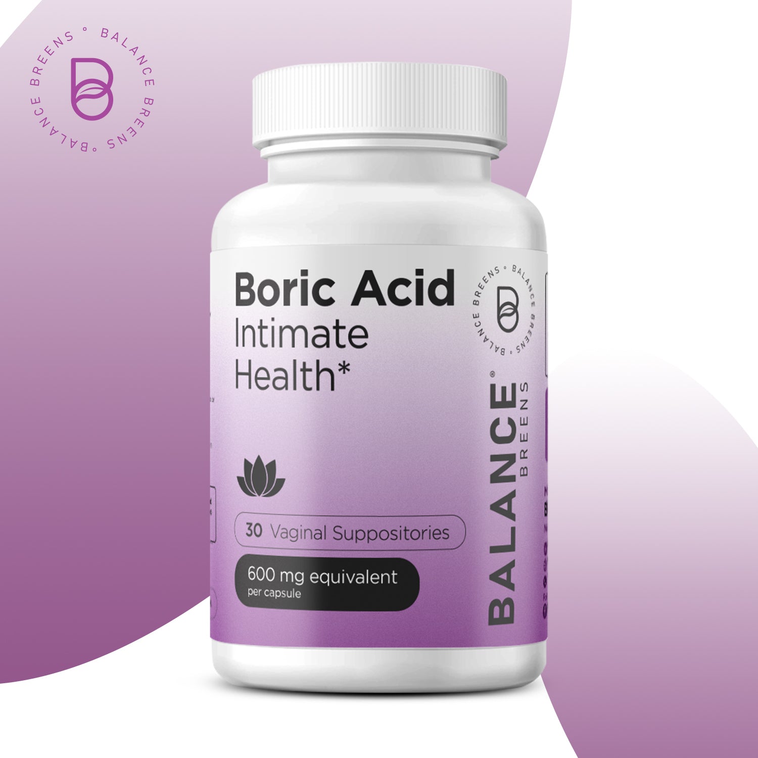 Boric Acid for Women, 600mg, 30 Vaginal Suppositories
