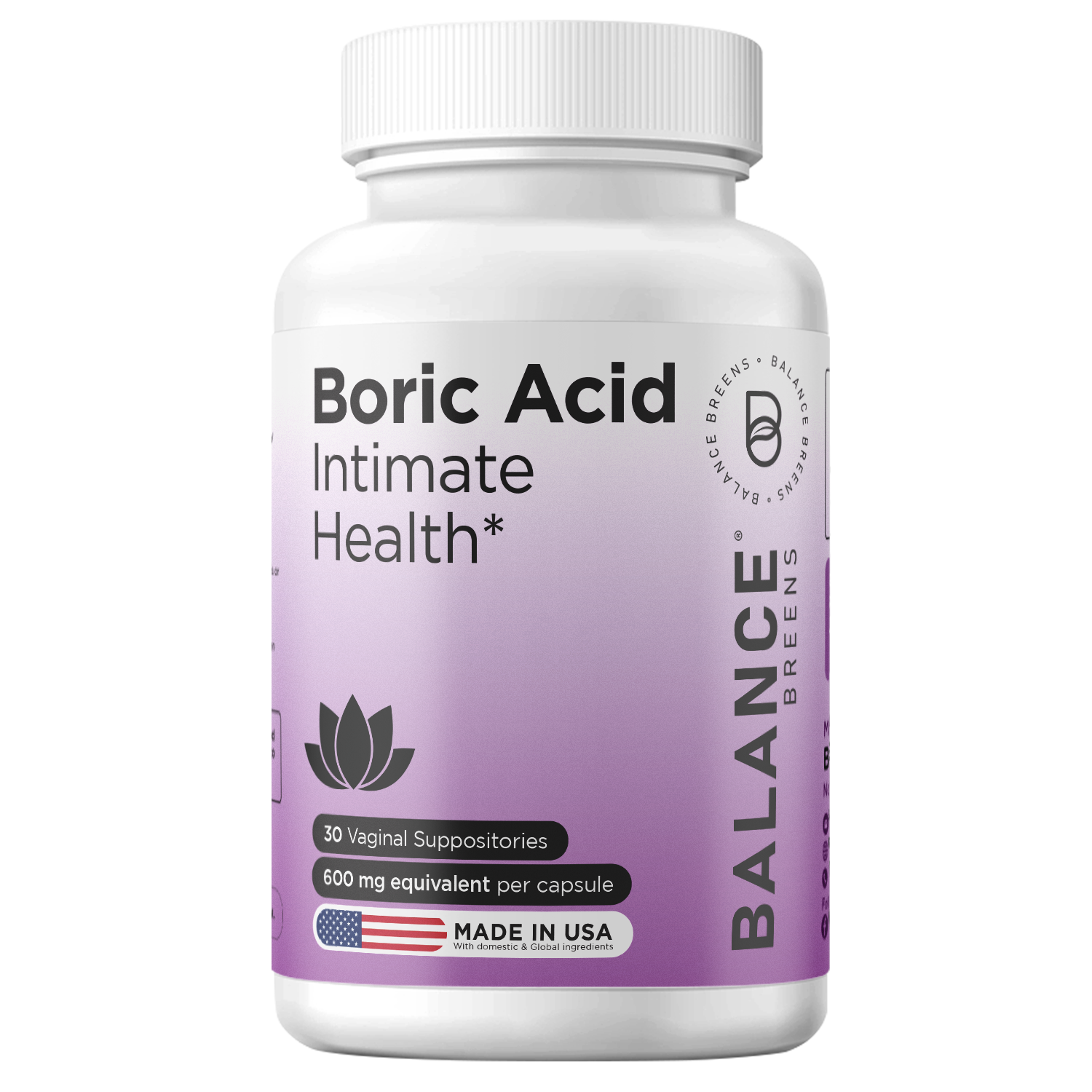 Boric Acid for Women, 600mg, 30 Vaginal Suppositories