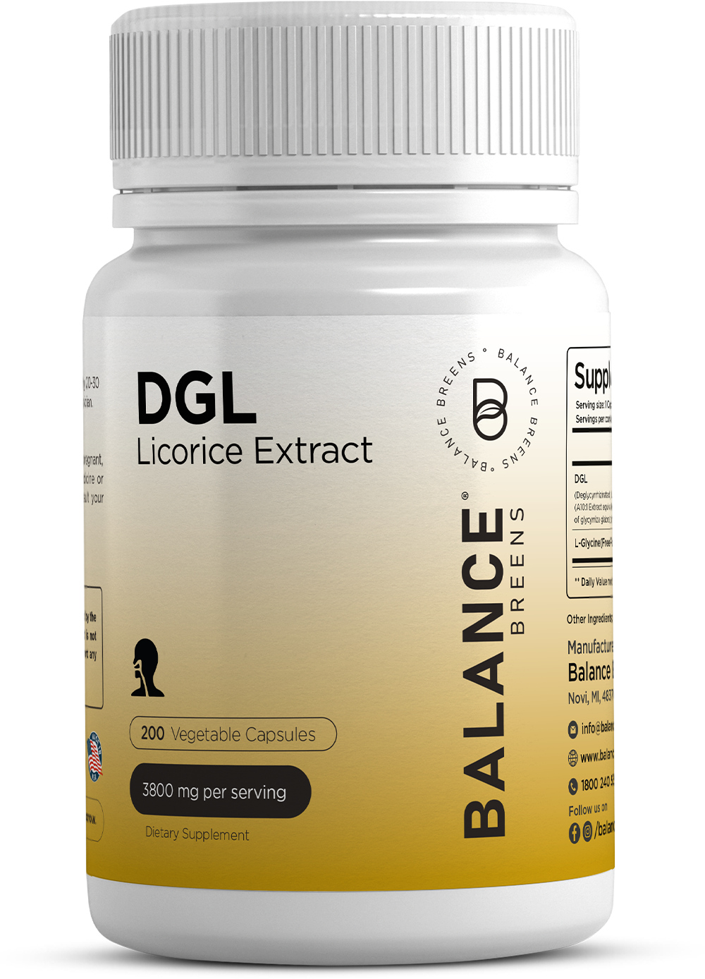 DGL Licorice Extract 3800mg - 200 Capsules