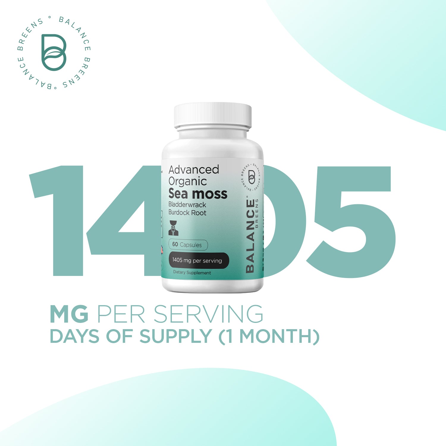 Organic Irish Sea Moss, Bladderwrack, Burdock Root, 60 Capsules
