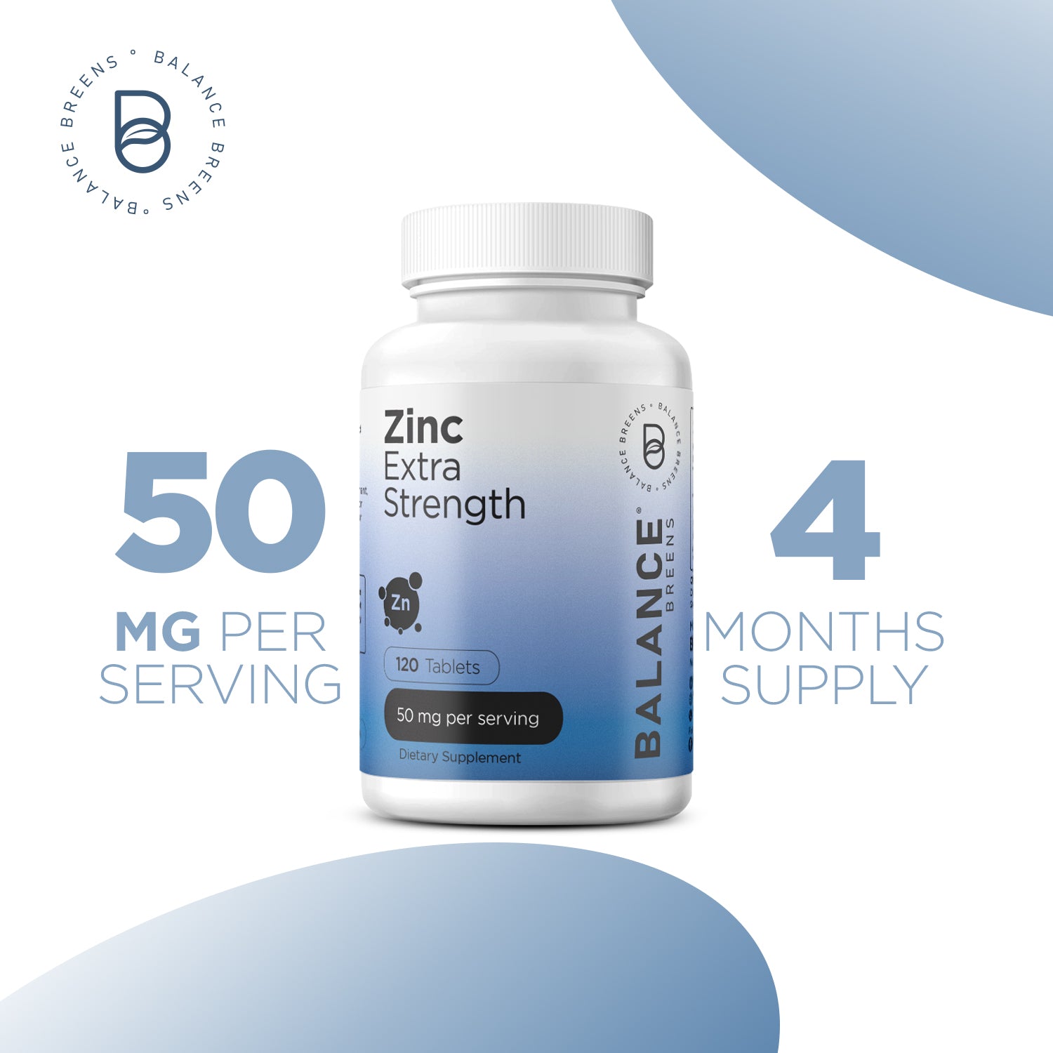 Zinc 50mg per serving, 120 Veggie Tablets