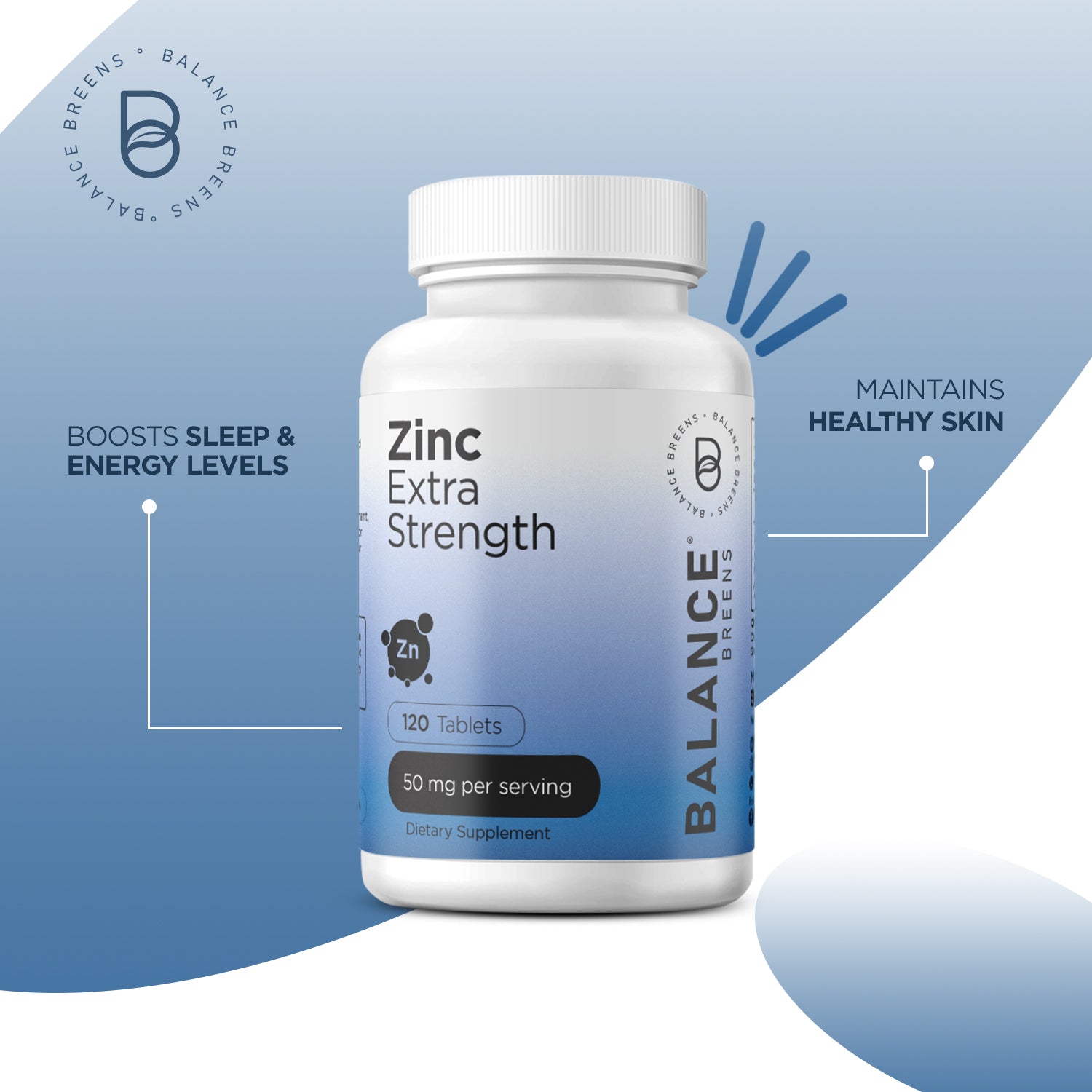 Zinc 50mg per serving, 120 Veggie Tablets