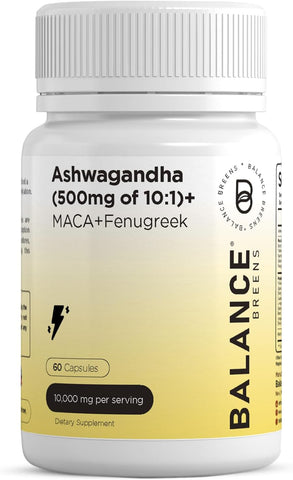 Pure Ashwagandha, Maca Root, Fenugreek 500mg - 60 Capsules - Supports Energy & Vitality