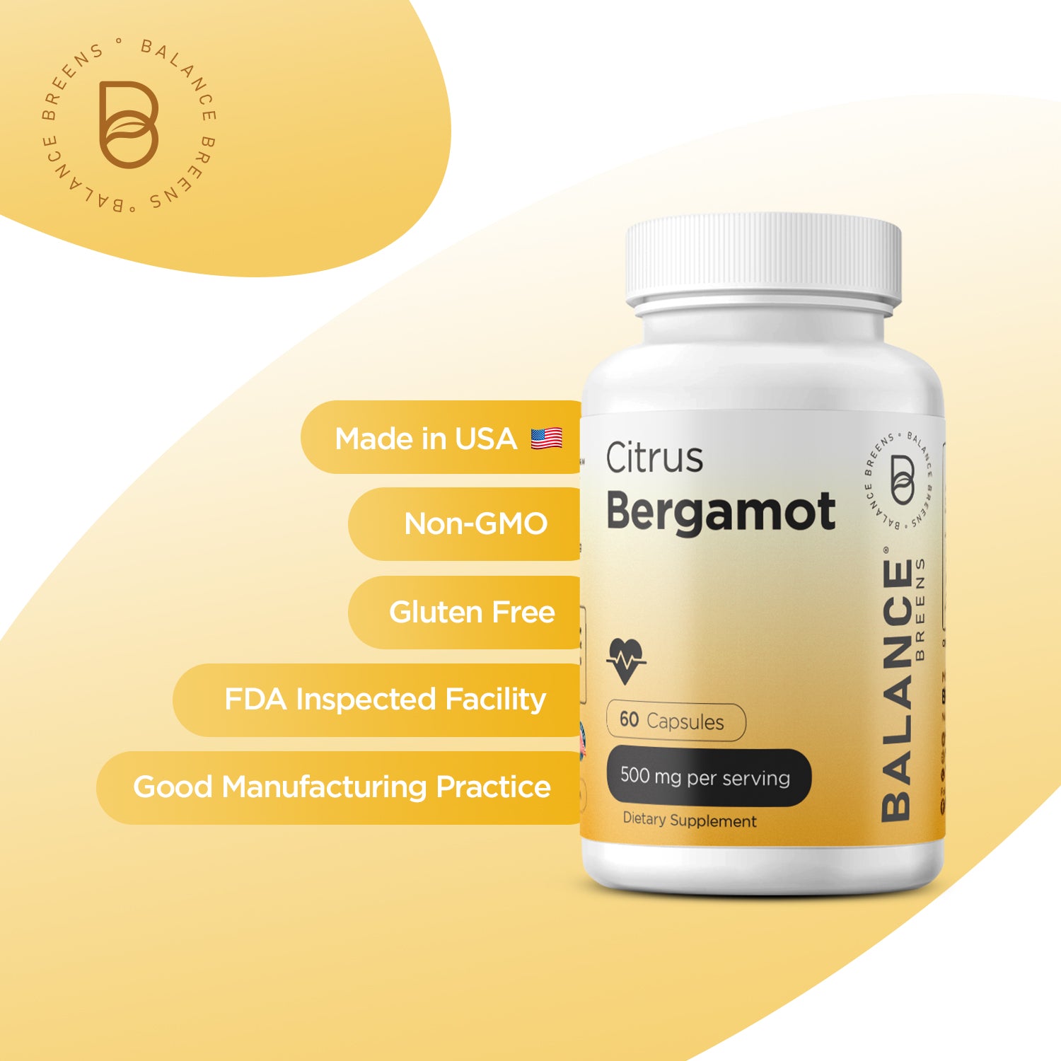 Citrus Bergamot 500mg per serving, 60 Capsules