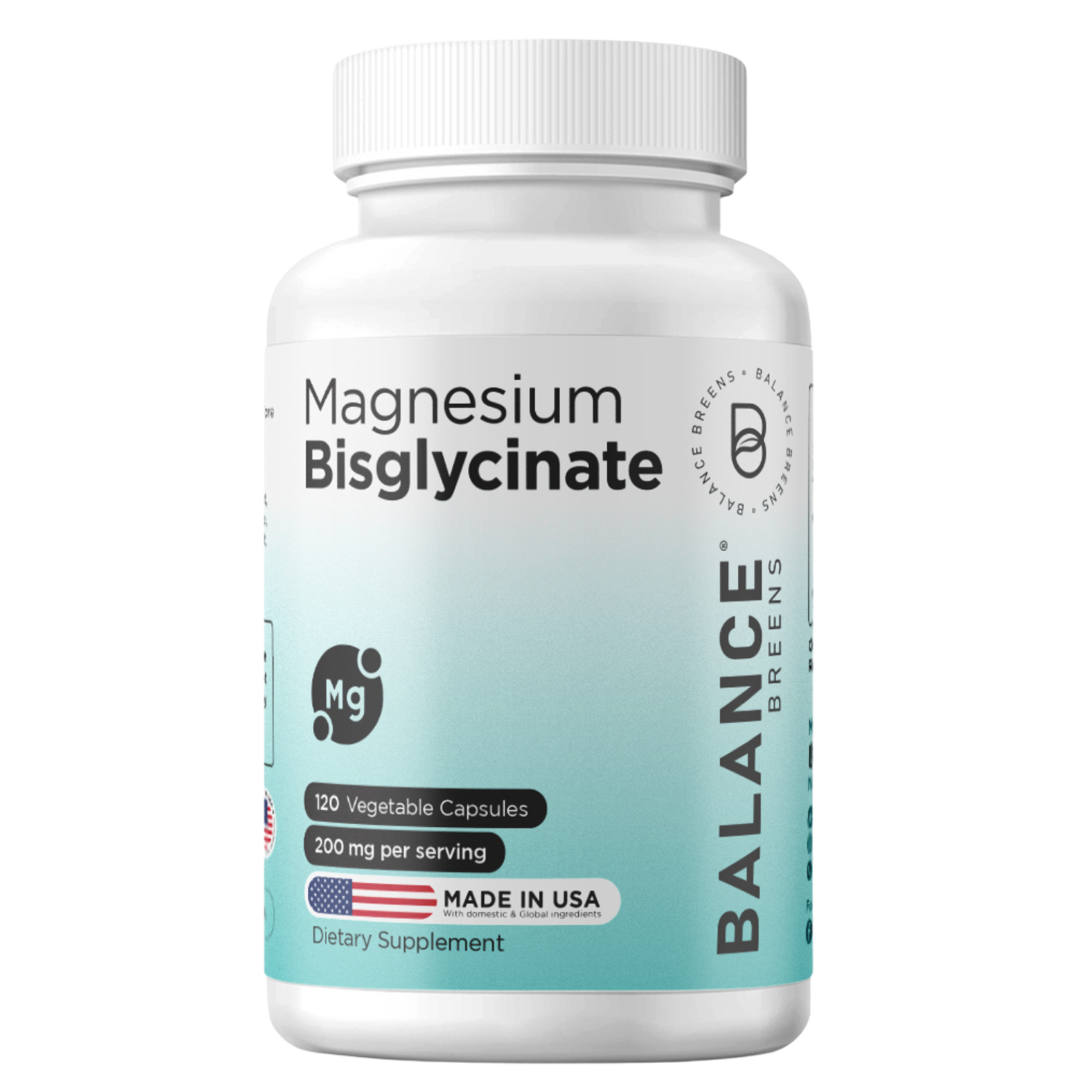 Magnesium Bisglycinate 200mg High Absorption Chelated - 120 Vegan Capsules - Supports Hearth Health, Muscle Cramps, Bone Health, Positive Mood - Non-GMO and Gluten Free