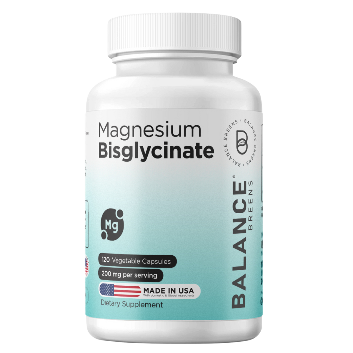 Magnesium Bisglycinate 200mg High Absorption Chelated - 120 Vegan Capsules - Supports Hearth Health, Muscle Cramps, Bone Health, Positive Mood - Non-GMO and Gluten Free