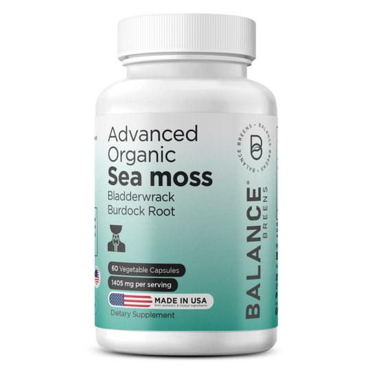 Organic Irish Sea Moss Capsules - 60 Pure SeaMoss, Bladderwrack & Burdock Root Supplement, Immune Booster, Digestive Gut Health, Healthy Skin Detox and Joints Support