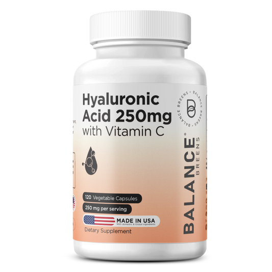 Pure Hyaluronic Acid Supplements 250mg with Vitamin C 50mg - 120 Vegan Capsules