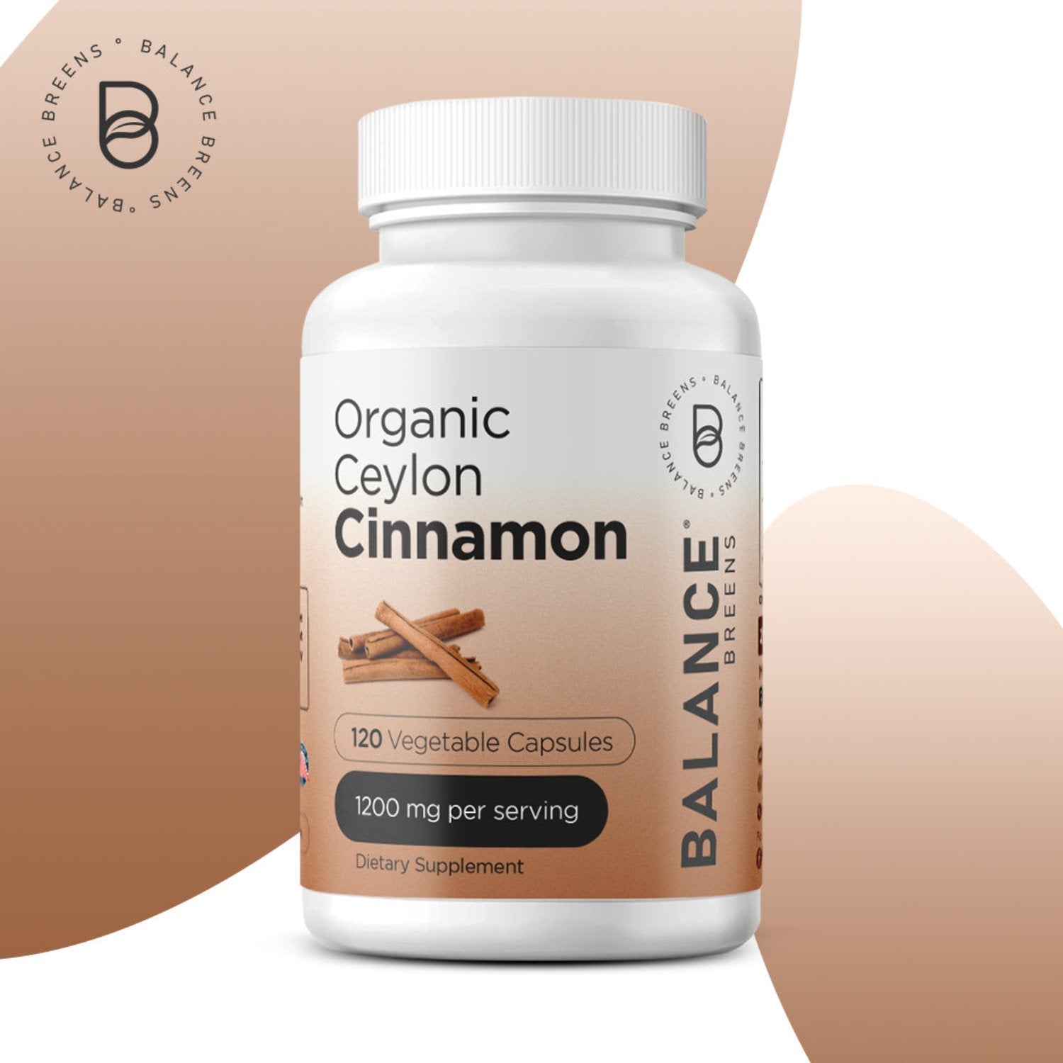 Organic Ceylon Cinnamon 1200mg, 120 Veggie Capsules