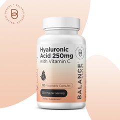 Pure Hyaluronic Acid Supplements 250mg with Vitamin C 50mg - 120 Vegan Capsules