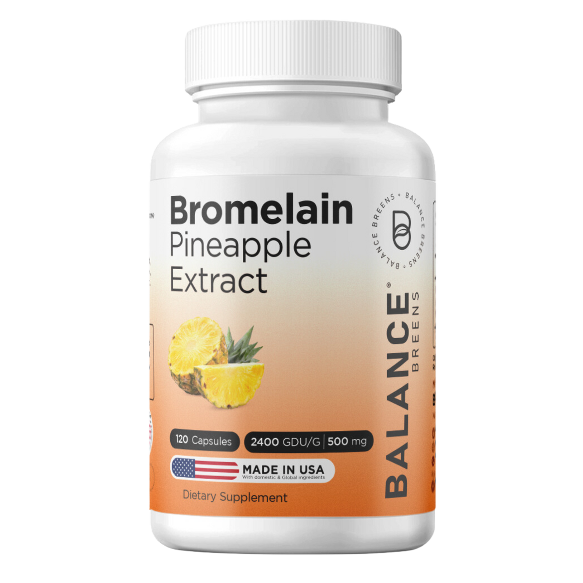 Bromelain 500mg, 120 Capsules - Pineapple Extract Digestive Enzyme - Supports Digestion and Joint Support Supplement - by Balance Breens