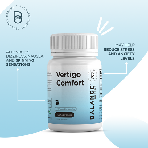 Vertigo Relief Supplement 1750 Mg - Motion Sickness, Dizziness, Tinnitus, Migraine - Inner Ear Balance - Natural Alternative to Anti Vertigo Bracelet & Pillow