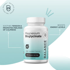 Magnesium Bisglycinate 200mg High Absorption Chelated - 120 Vegan Capsules - Supports Hearth Health, Muscle Cramps, Bone Health, Positive Mood - Non-GMO and Gluten Free