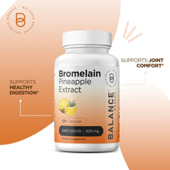 Bromelain 500mg, 120 Capsules - Pineapple Extract Digestive Enzyme - Supports Digestion and Joint Support Supplement - by Balance Breens