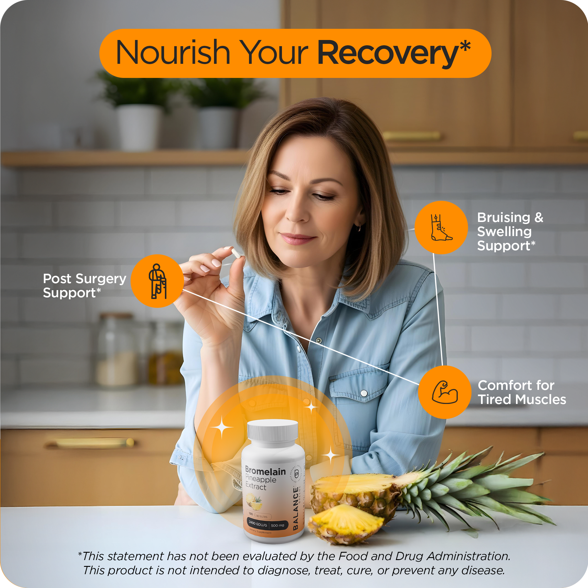 Bromelain 500mg, 180 Capsules