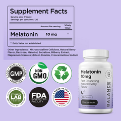 Melatonin 10mg, 100% Drug Free, Fast-Dissolve 120 Tablets - Natural Sleep Aid, Experience Serene, Restful Nights - Find Your Calm, Embrace Relaxation, Supports Sound Sleep and Tranquility