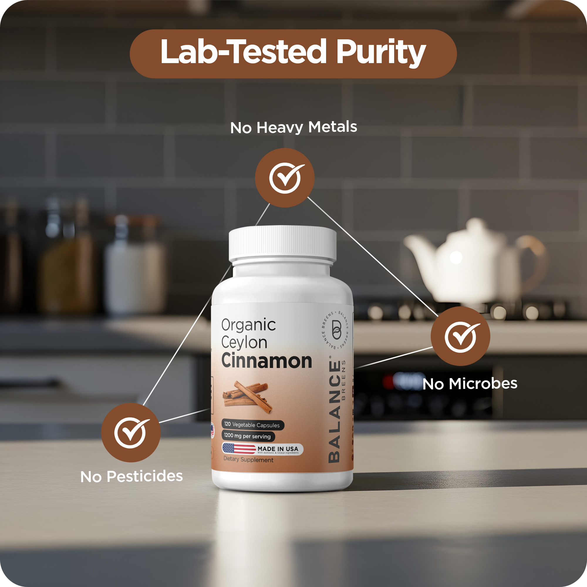 Organic Ceylon Cinnamon 1200mg, 120 Veggie Capsules