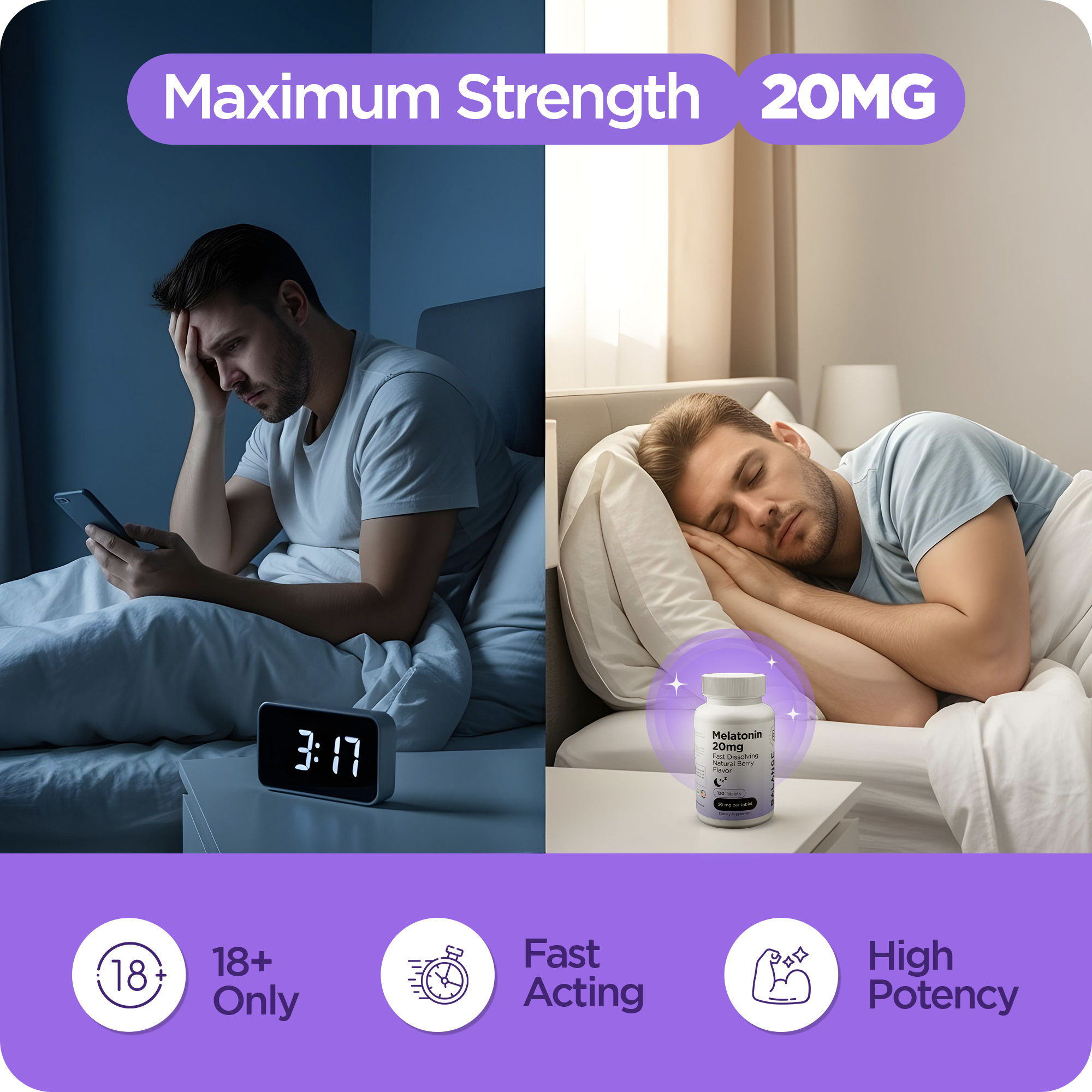 Night Recovery Stack – Magnesium + Melatonin 20mg + Creatine