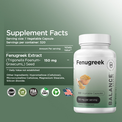 Balance Breens Fenugreek 150mg Capsules - Best Fenugreek Supplement for Digestive Health, Lactation, and Hormonal Balance - Fenugreek Capsules for Breastfeeding - 320 Vegetarian Capsules