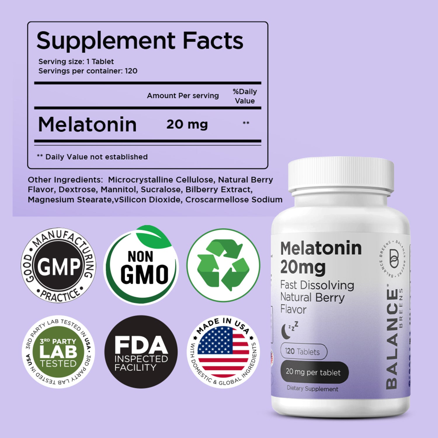 Melatonin 20mg, 120 Tablets
