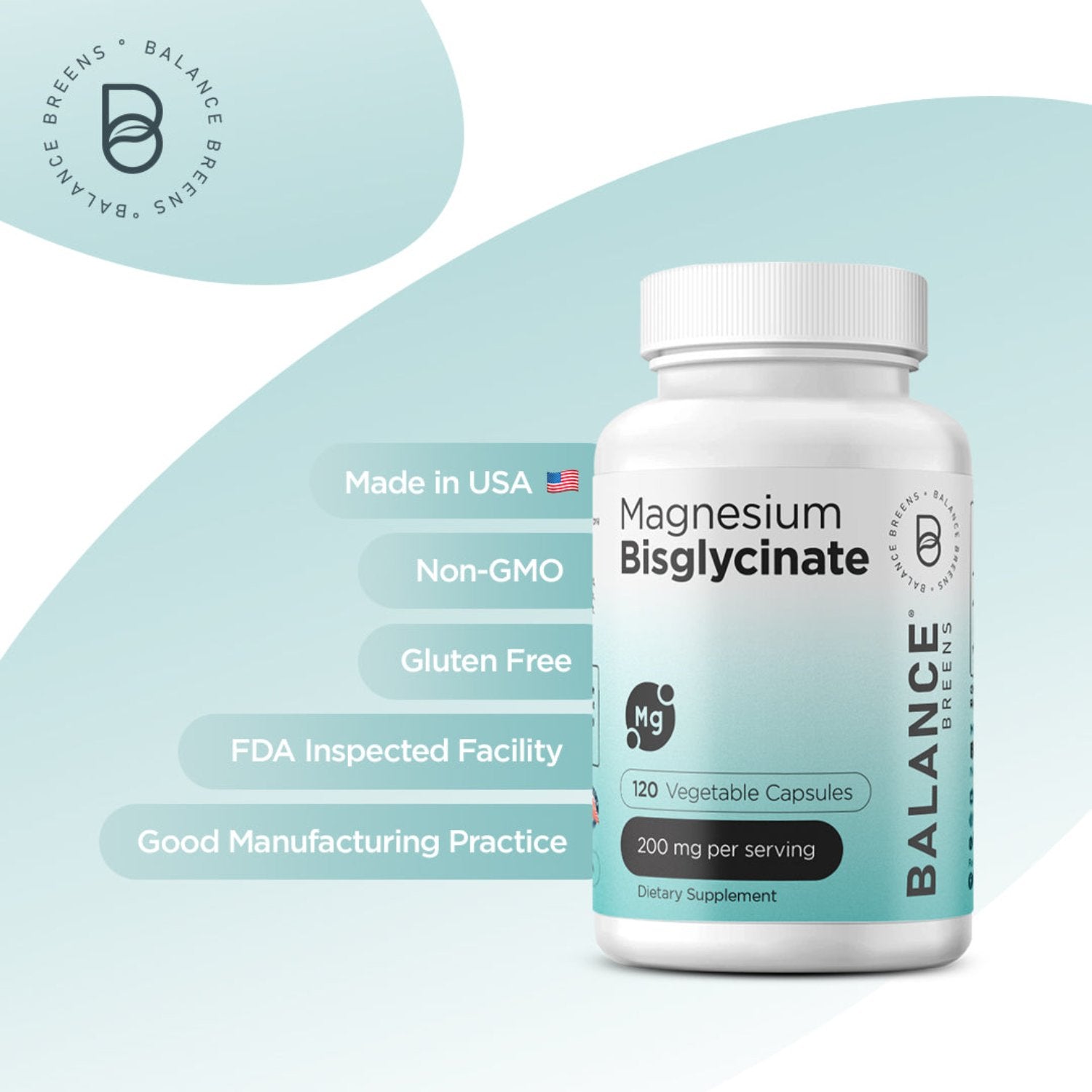 Magnesium Bisglycinate 200 mg per serving, 120 Veggie Capsules