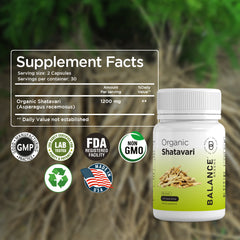 Organic Shatavari Capsules 1200mg - 60 Capsules - Lactation Vitamins for Breastfeeding - Hormonal Balance for Women - Asparagus Racemosus Roots Herb