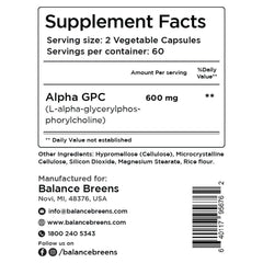 Alpha GPC Choline, 600 mg per serving, 120 Veggie Capsules