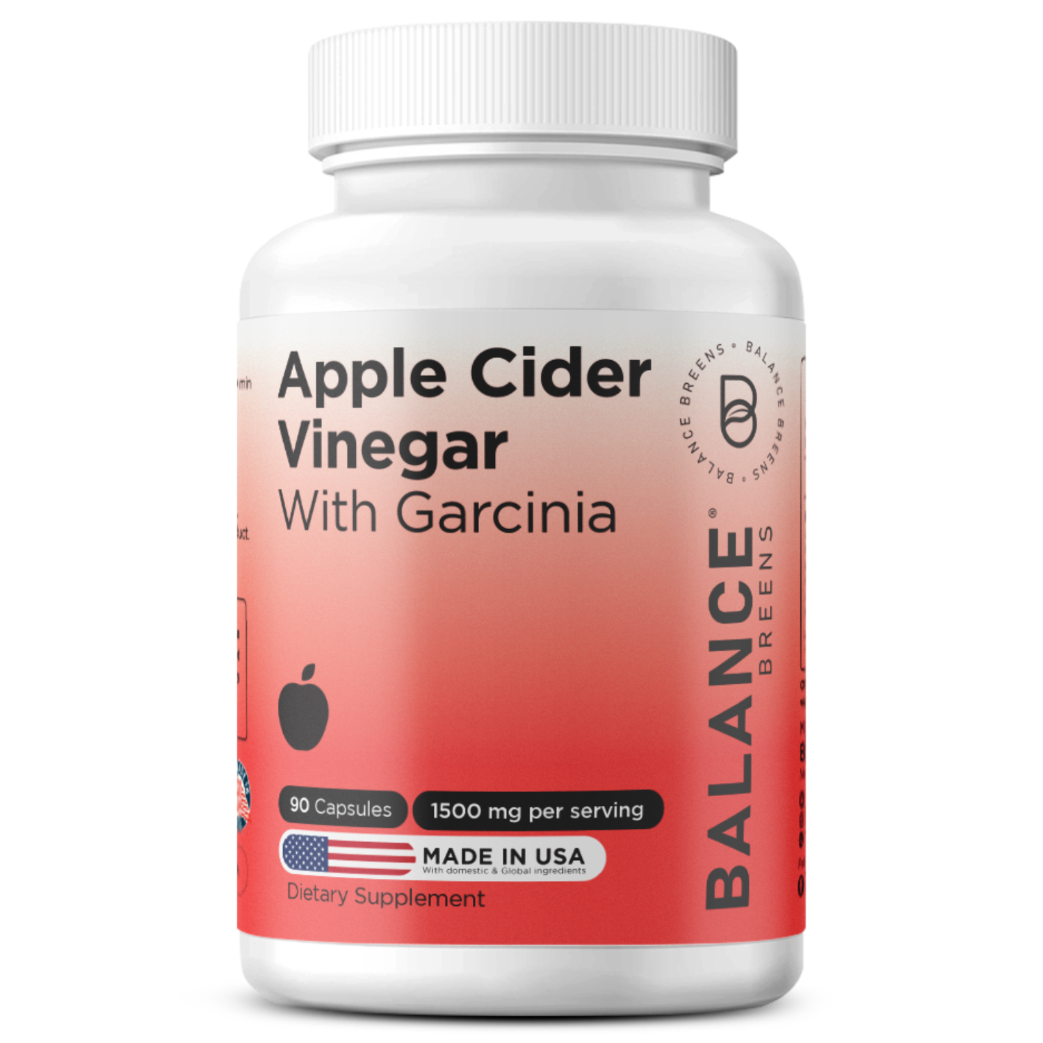 Balance Breens Apple Cider Vinegar with the power of Garcinia, 90 Capsules, 1500 mg per serving