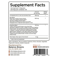 Pure Ashwagandha, Maca Root, Fenugreek 500mg - 60 Capsules - Supports Energy & Vitality