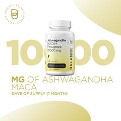 Pure Ashwagandha, Maca Root, Fenugreek 500mg - 60 Capsules - Supports Energy & Vitality