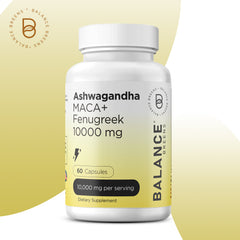 Pure Ashwagandha, Maca Root, Fenugreek 500mg - 60 Capsules - Supports Energy & Vitality