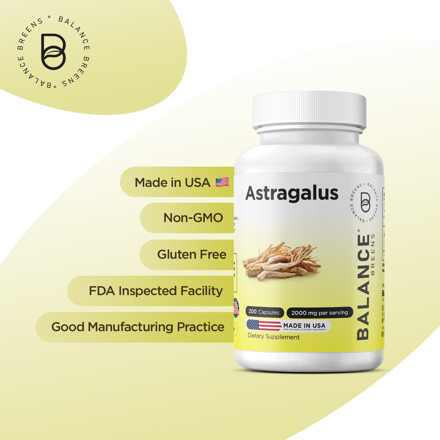 Astragalus, 2000mg per serving, 200 Capsules