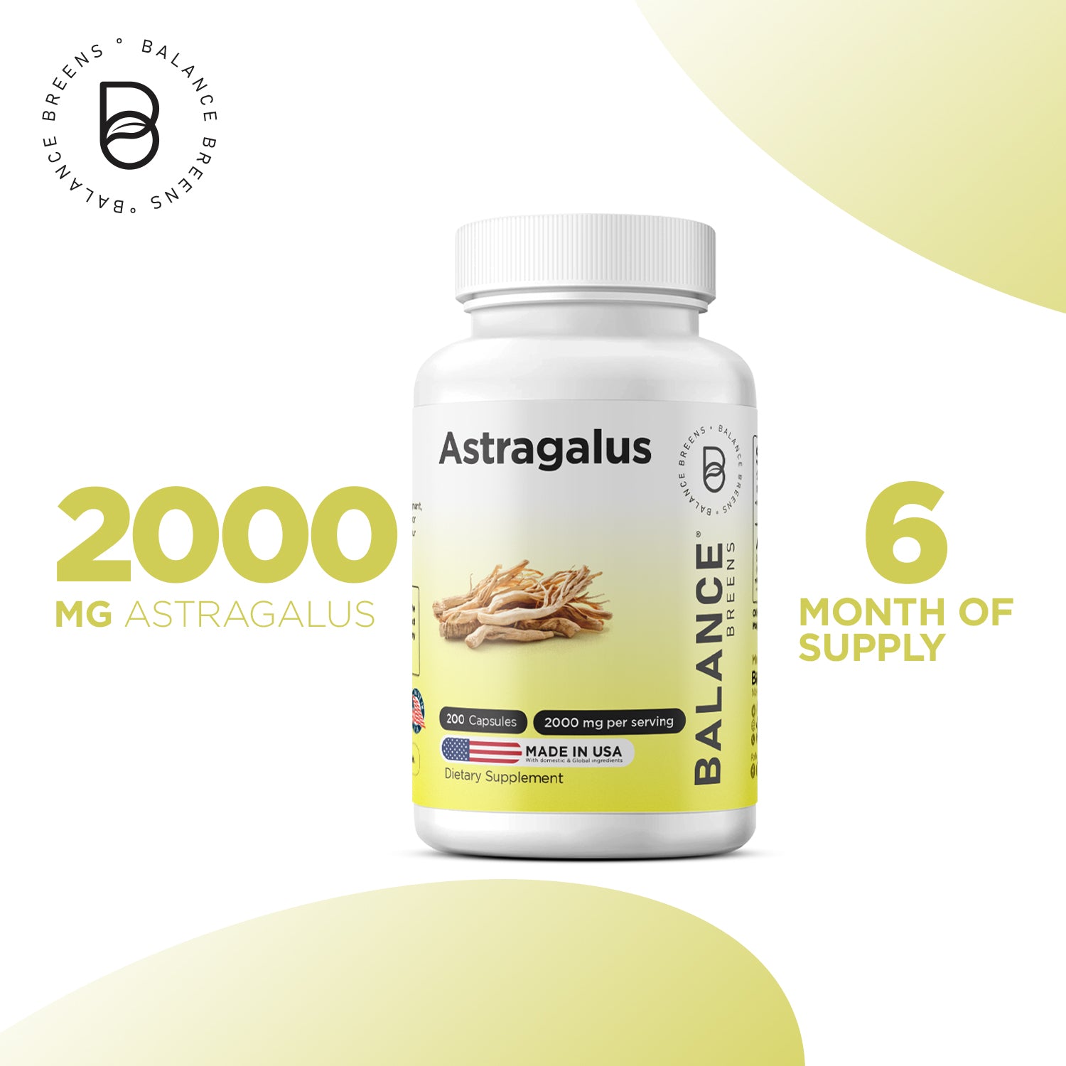 Astragalus, 2000mg per serving, 200 Capsules