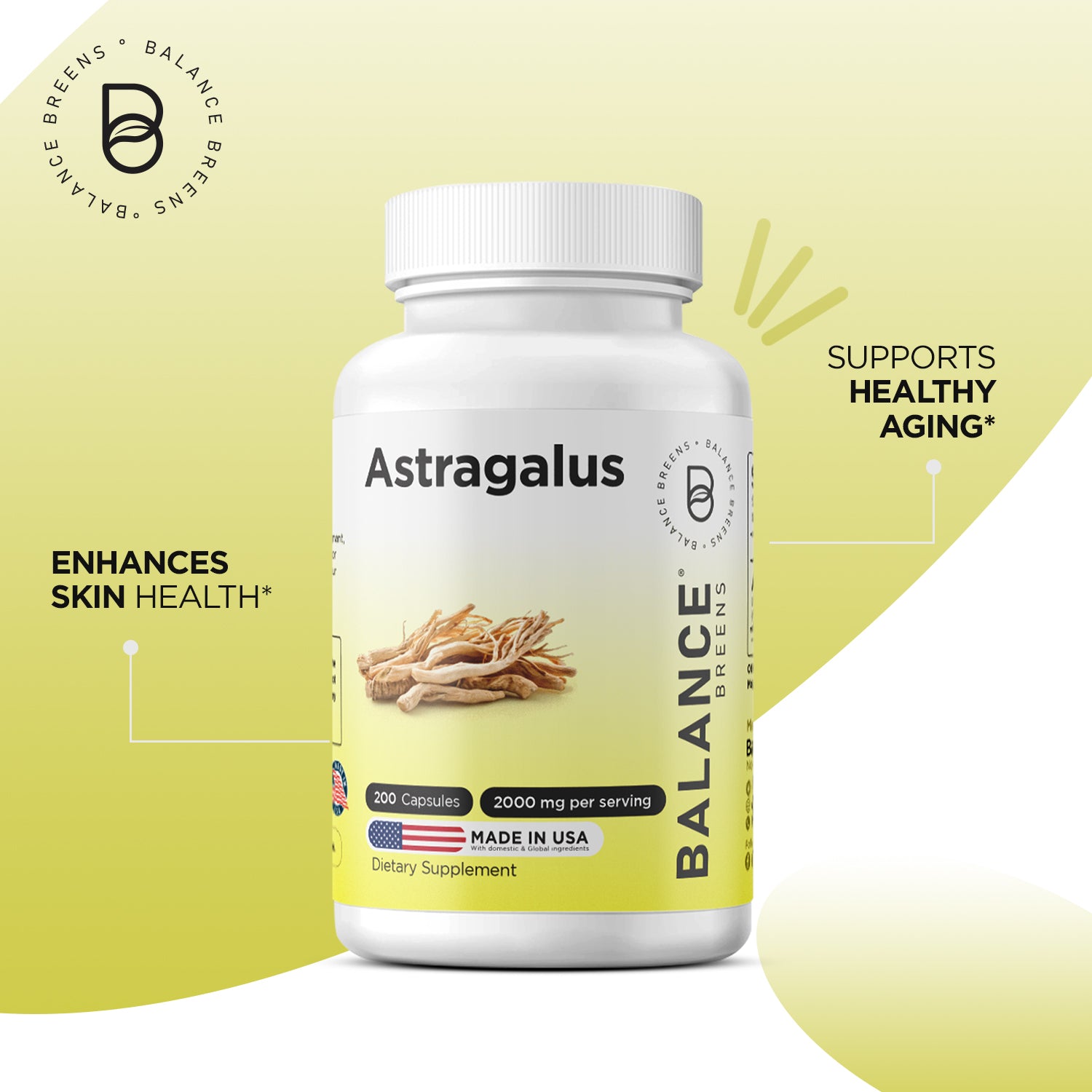 Astragalus, 2000mg per serving, 200 Capsules