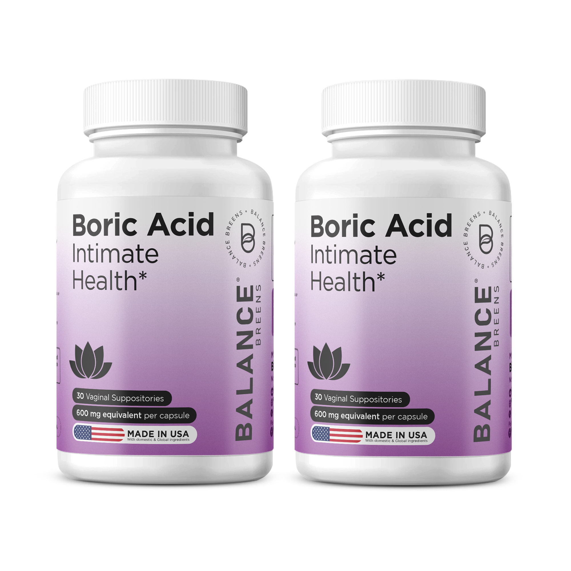 Boric Acid for Women, 600mg, 30 Vaginal Suppositories