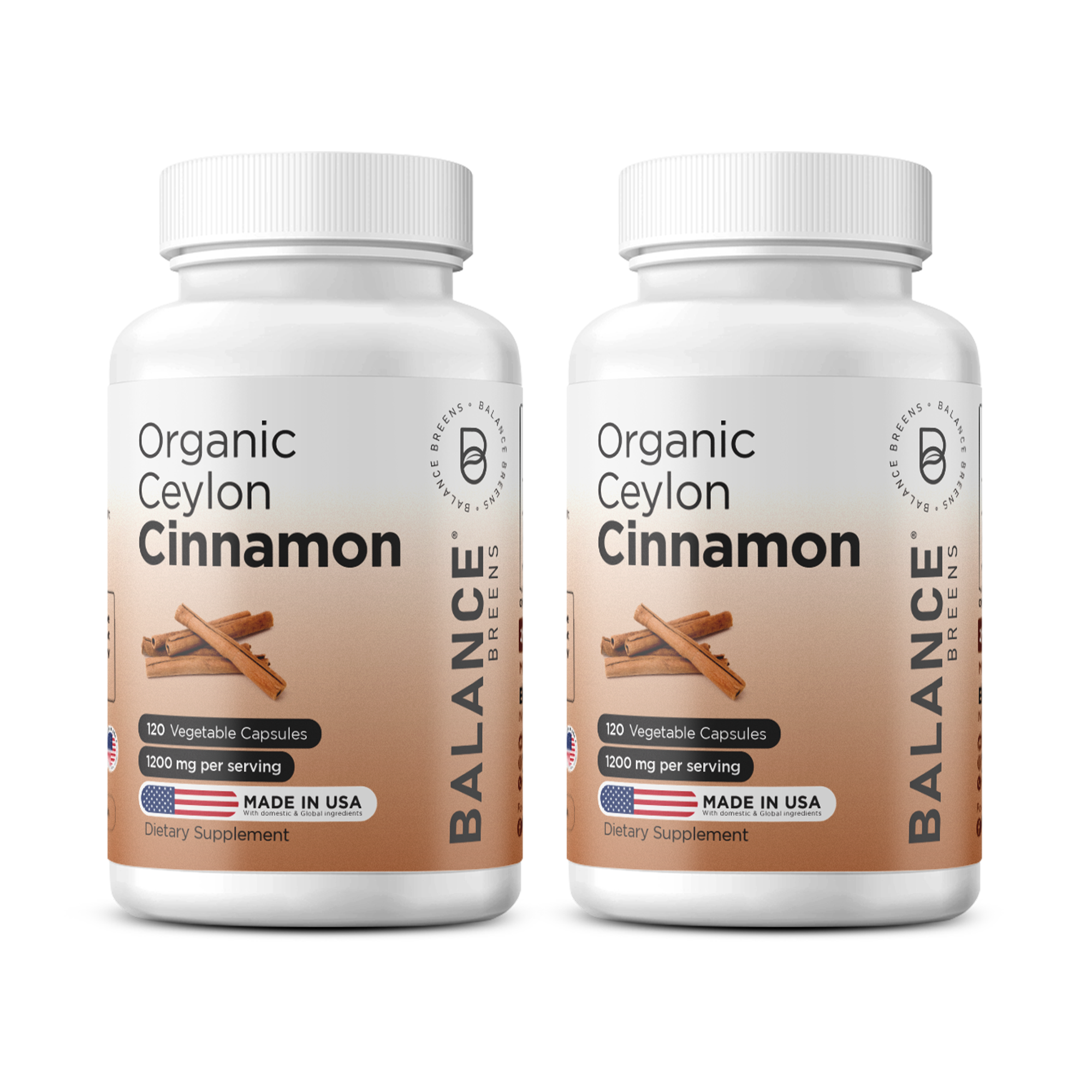 Organic Ceylon Cinnamon 1200mg, 120 Veggie Capsules