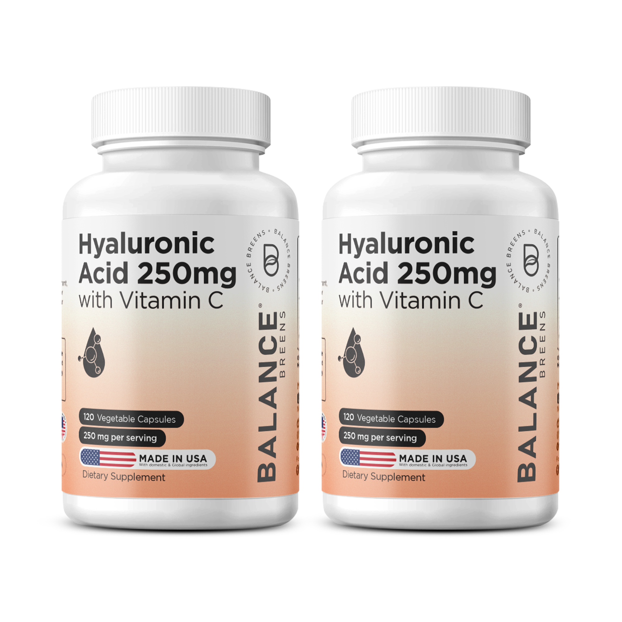 Hyaluronic Acid 250mg with Vitamin C 50mg, 120 Vegan Capsules