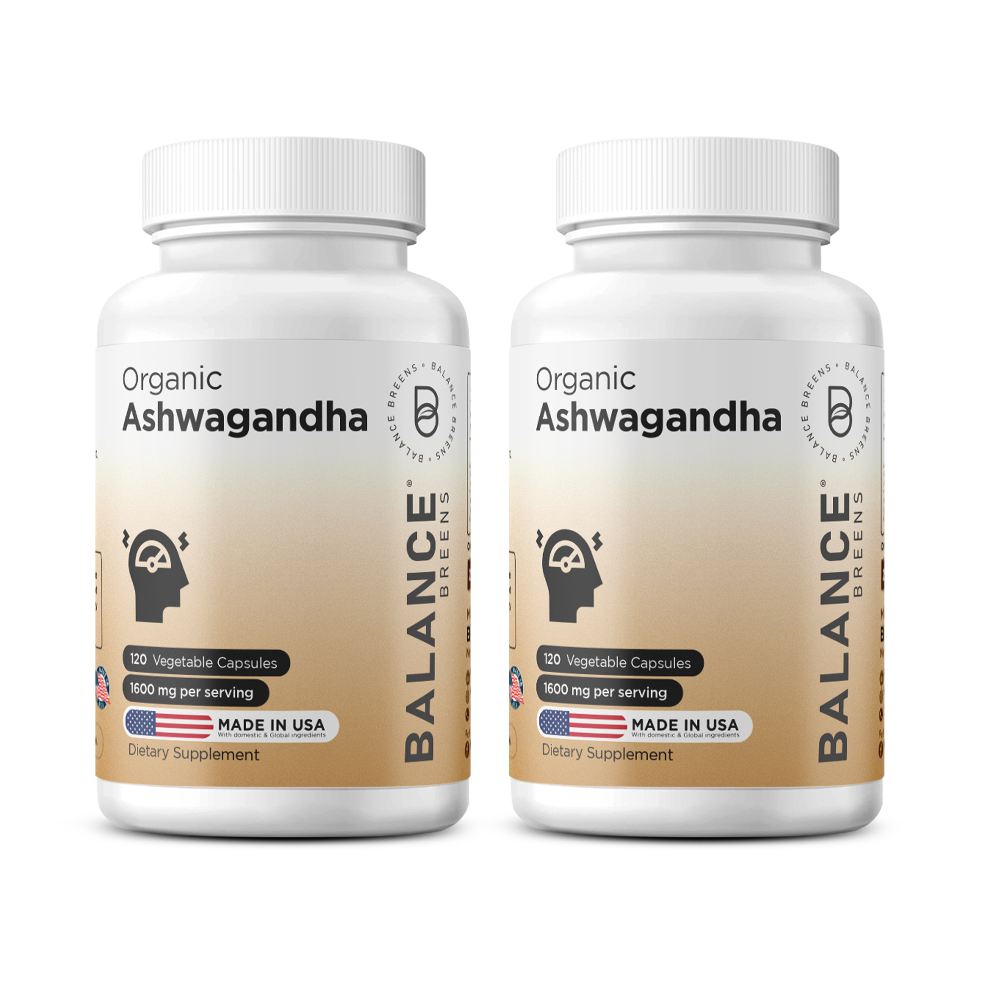 Organic Ashwagandha, 1600mg per serving, 120 Vegan Capsules