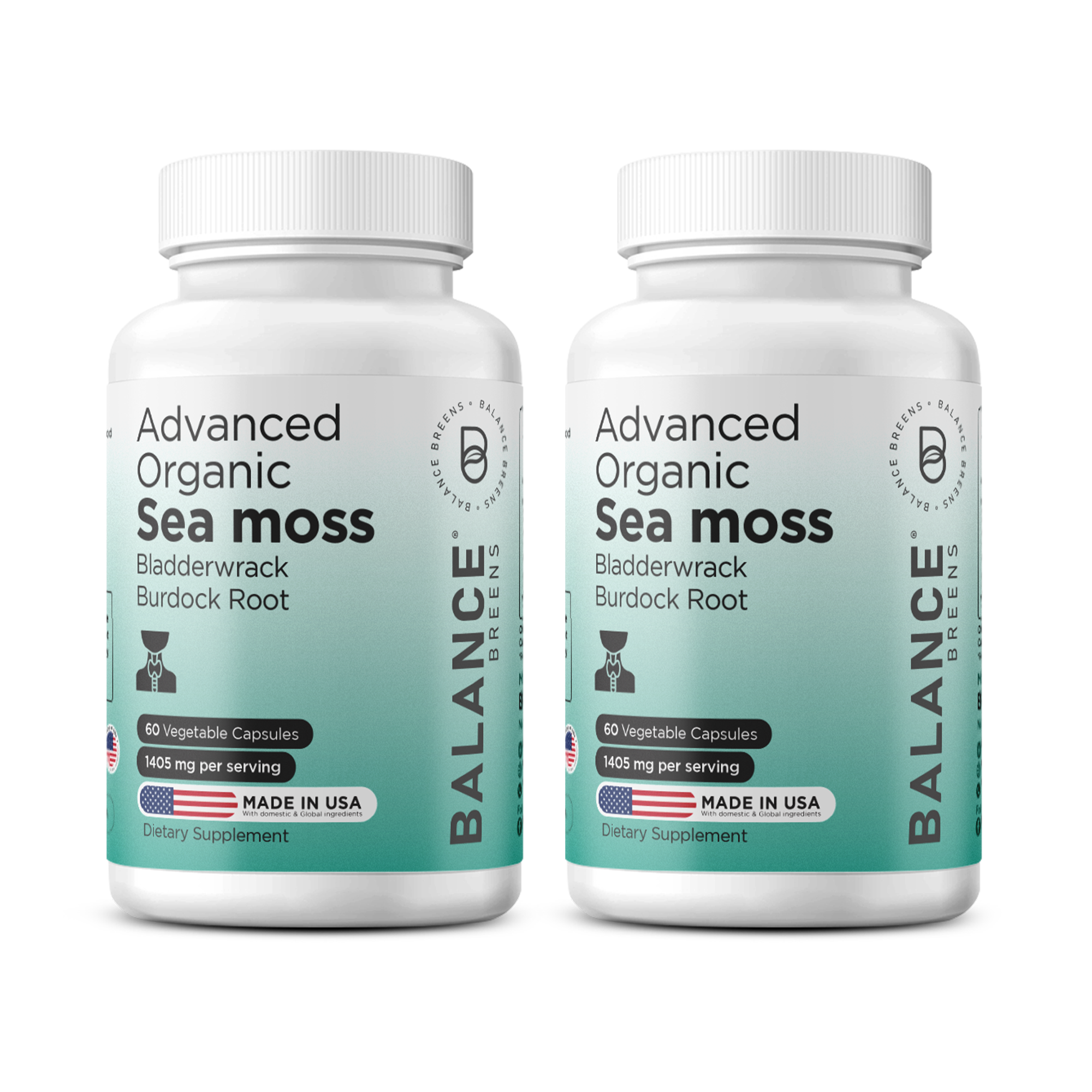 Organic Irish Sea Moss, Bladderwrack, Burdock Root, 60 Capsules