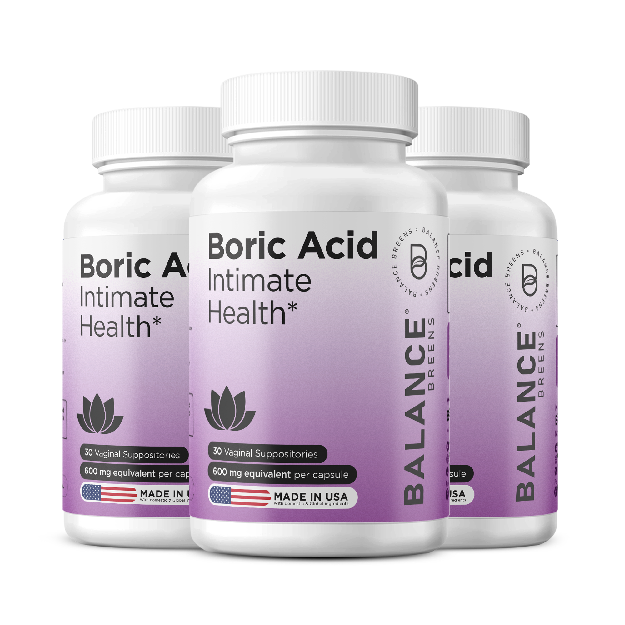 Boric Acid for Women, 600mg, 30 Vaginal Suppositories