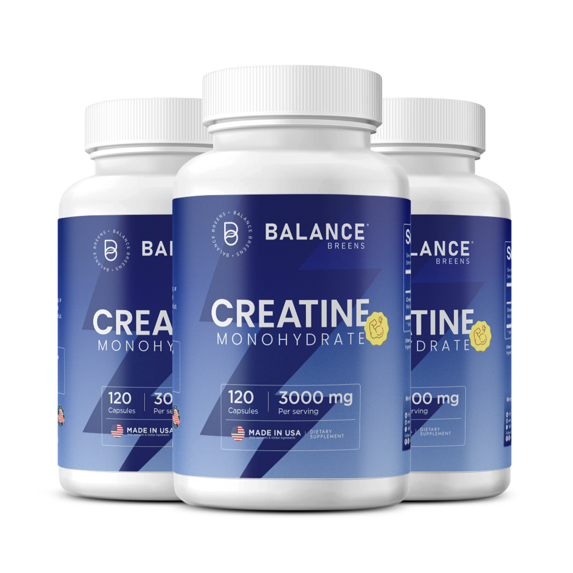 Creatine Monohydrate Supplement, 3000mg per serving, 120 Capsules