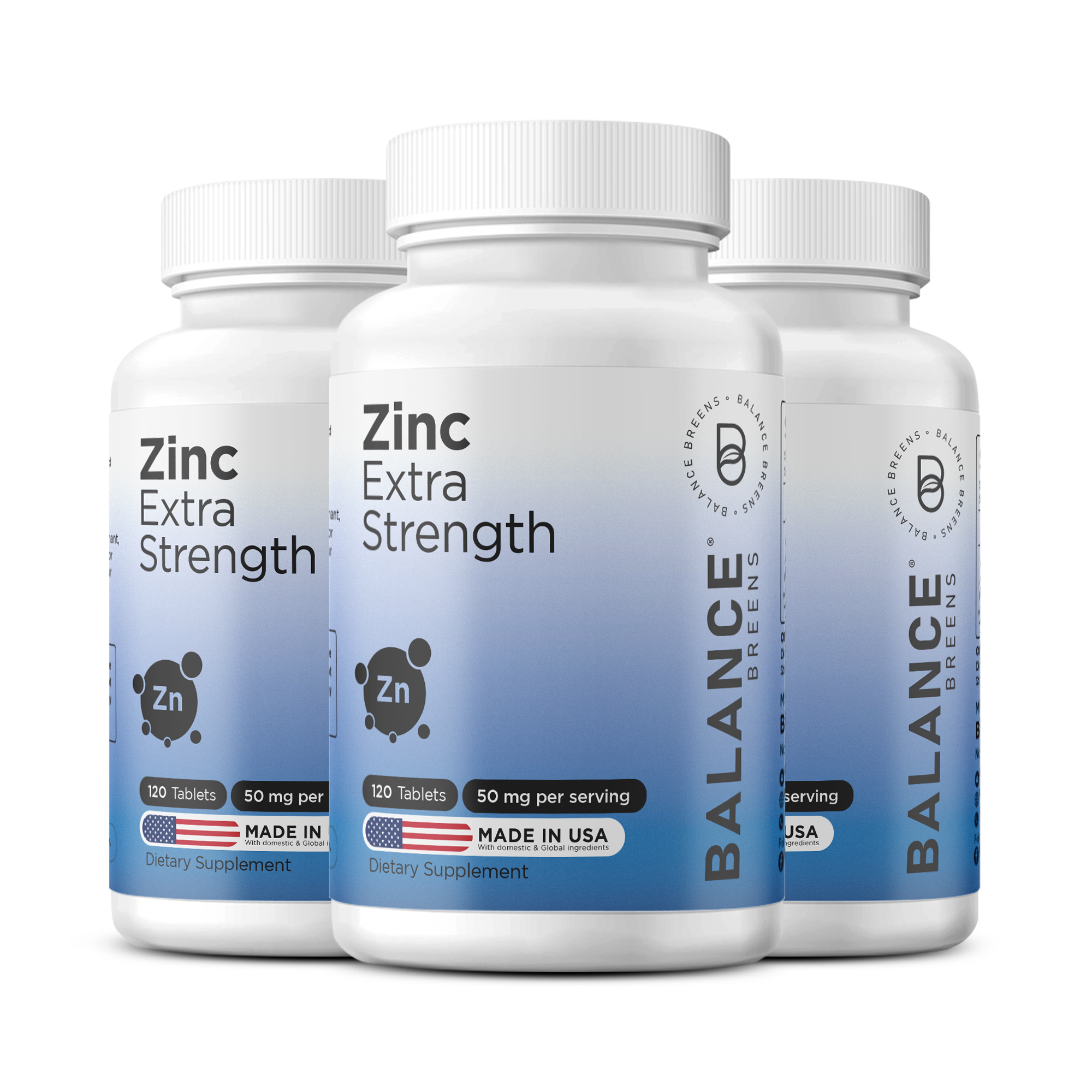 Zinc 50mg per serving, 120 Veggie Tablets